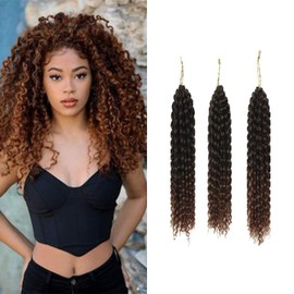 8 Inch Short Passion Twist Crochet Hair 3 Bundles Marlybob Crochet Hair Kinky Curly Crochet Hair for Black Women Water Wave Crochet Braids Hair for Kids (8 Inch/3 Bundles, 1B/30)