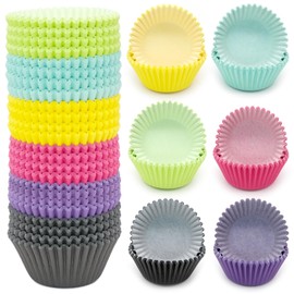 600 Pieces Cupcake Liners, Mini Muffin Liners Colorful Paper Baking Cups for Wedding Birthday Party (6 Styles Standard)