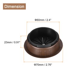QUARKZMAN 2 Piece Cable Hole Cover, 60mm (2-3/8") ABS Desk Cable Wire Cable Grommet Hole Cover for Office Computer Desk Wire Organizer, Brown