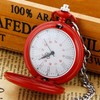 Red Smooth Cover Quartz Pocket Watch, Fashionable Roman Digital White