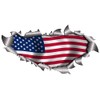 Small Single Flag Of USA Metal Rip Open Sticker