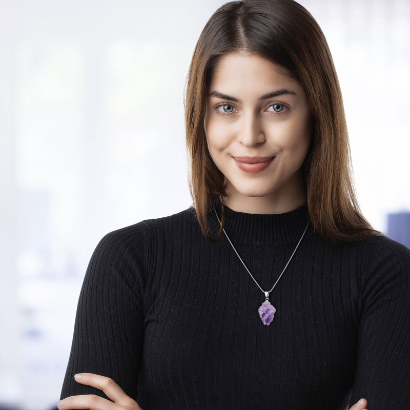 COAI Unisex Amethyst Pendant Necklace, amethyst, Amethyst