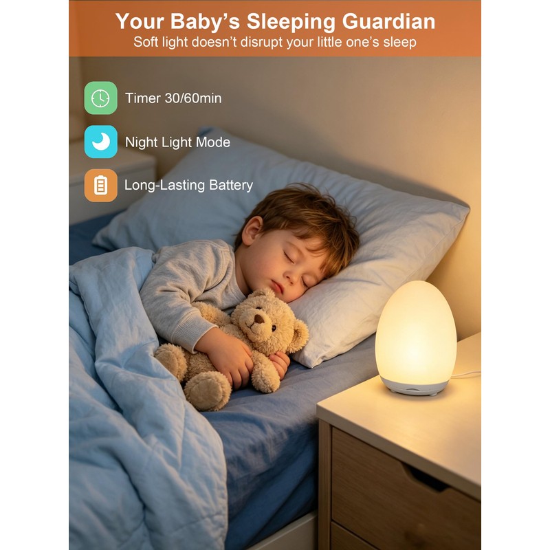 kismee Children's Night Light, Bedside Lamp with Touch Control, Dimmable,Timer