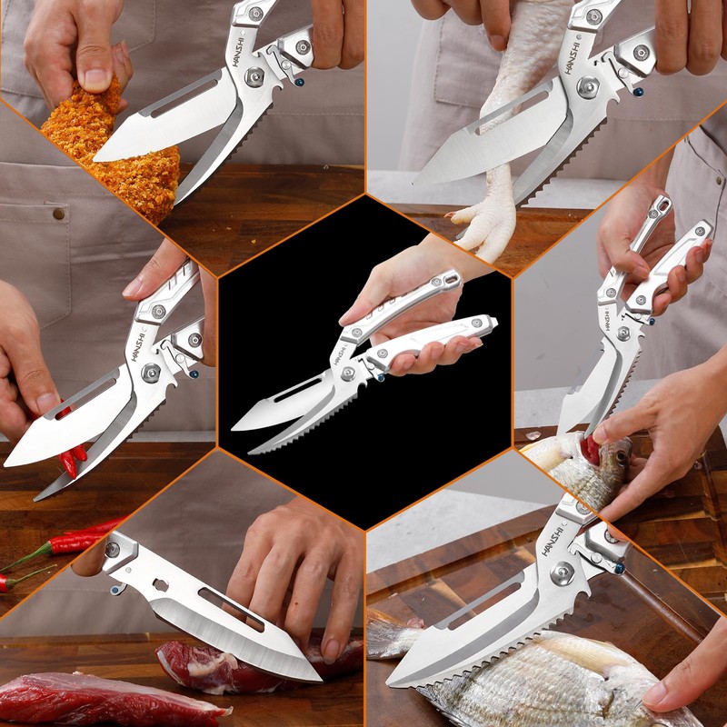 HANSHI Detachable Poultry Shears for Food Cutting Heavy Duty Stainless