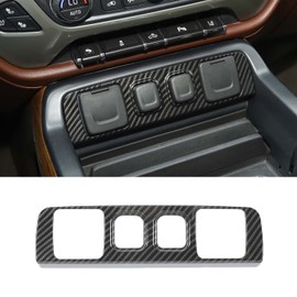 PDKLIN Center Control Console USB Socket Panel Trim, Power Supply Panel Cover Compatible with Chevy Silverado/GMC SIERRA 2014 2015 2016 2017 2018, Carbon Fiber Grain, Interior Accessories