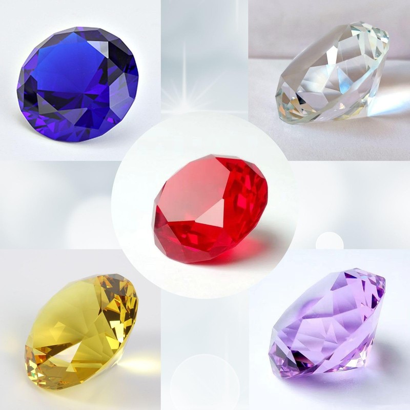 Shantia Crystal Quartz Diamond Cut 60mm Paperweight High Quality Sparkle