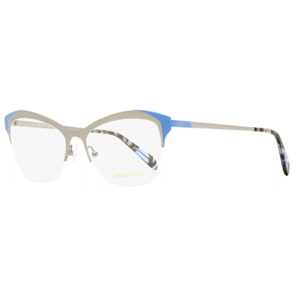 Emilio Pucci Geometric Eyeglasses EP5074 020 Ruthenium/Blue 53mm 5074