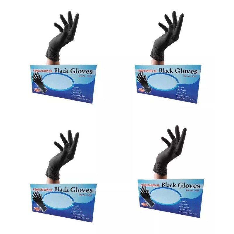 Professional black gloves 4 Cajas De Guantes Latex Negro Reutilizable