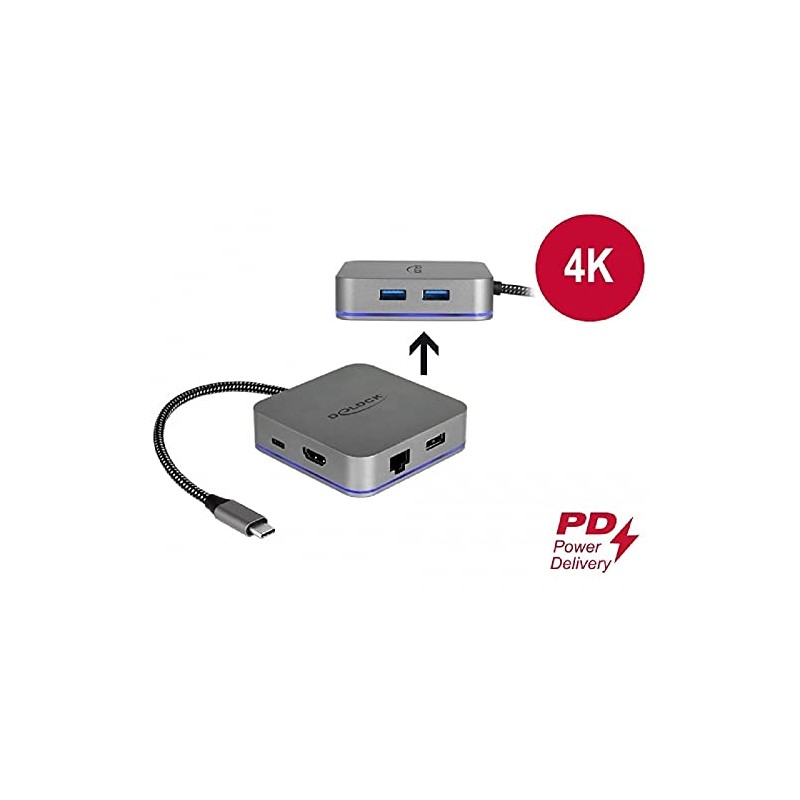 Delock 87742 USB Type-C™ Dockingstation für Mobilgeräte 4K - HDMI/Hub/LAN/PD