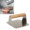 Burger Smasher 304 Stainless Steel Square Handheld Burger Press Wooden