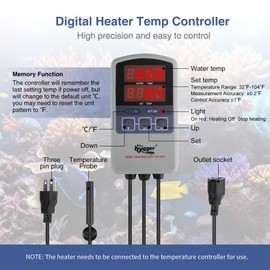 hygger Marine 500W Titanium Aquarium Heater for Salt Water and Fresh Water,Digital Submersible Heater with External IC Thermostat Controller and Thermometer,Fish Tank Heater for Fish Tank 60-120Gallon
