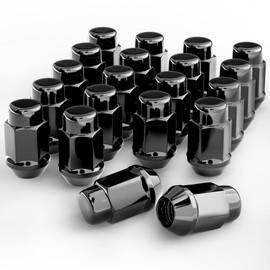 YIZBAP 20Pcs Black 1/2-20 Lug Nuts, Closed End Bulge Acorn Lug Nuts - 1.4 inch Tall - 3/4"(19mm) Hex Wheel Lug Nut for 5lug