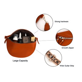 GICEY Fanny Packs for Women Cross Body Belt Bag for Women with Guitar Strap PU Leather Crossbody Bags for Women Trendy Cute Designer Bum Bags for Travel Everyday(Brown)