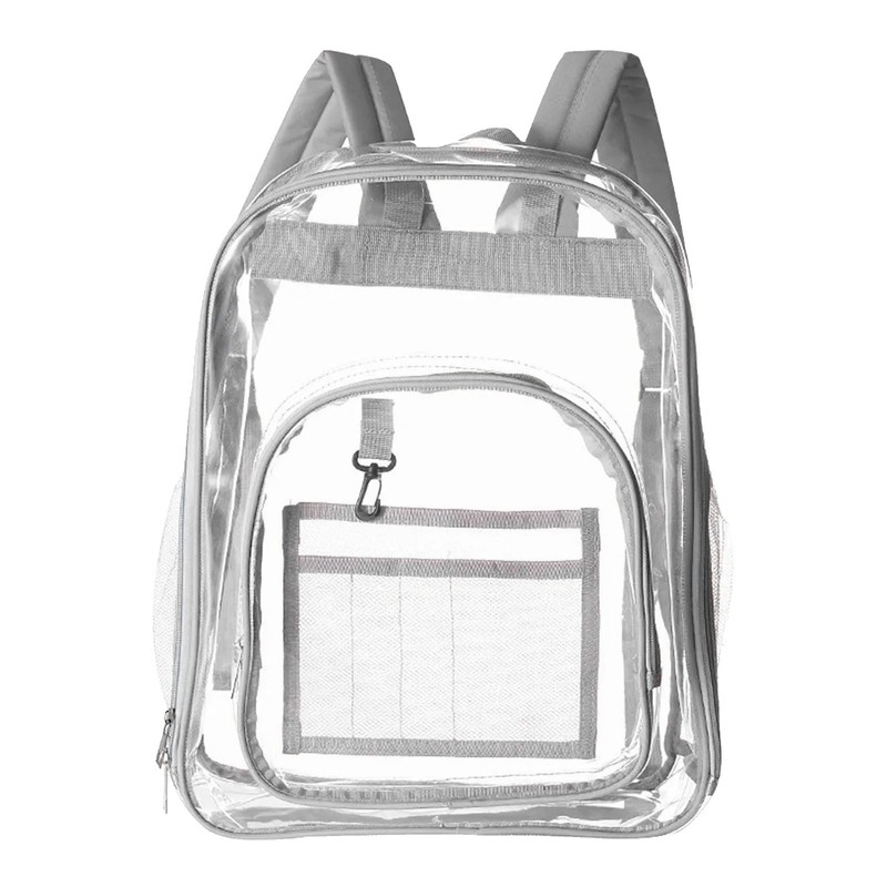 Backpack Schoolbag PVC Waterproof Gray Transparent Large Capacity for School