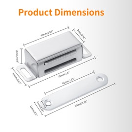 Magnetic Door Catch Cupboard Door Magnets Magetic Catch Stainless Steel Cabinet Door Magnetic Catches for Cabinets Ktichen Cupboard Drawer Doors (70lb-2Pack)