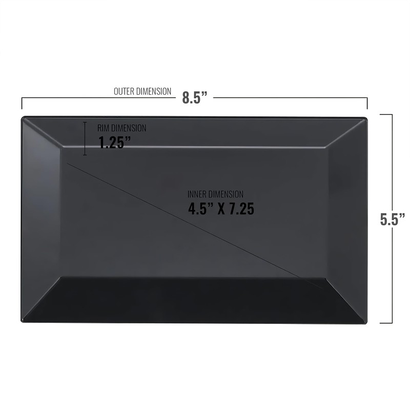 Kaya Elegant Rectangular Black Plastic Dessert Plates (5.5" x 8.5")