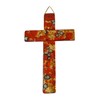Murano Glass Cross Approx. 14.5 x 9 cm Orange/Gold