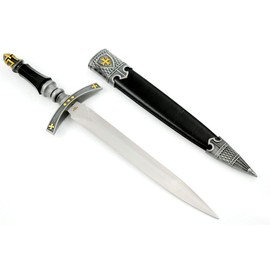 Snake Eye Tactical Fantasy Mason Knight Crusader Protected Hunting Knife (Gold & SIlver)