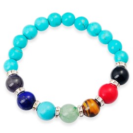 Joya Gift Jewelry SYN.Turquoise 7 Chakra Yoga Balancing Reiki Healing Bracelet for Women