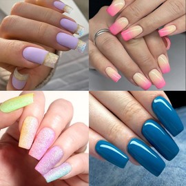 UNA GELLA Medium Square False Nails Tips - 504pcs Medium Press On Nails, 12 Sizes Full Cover Square Acrylic Nails Artificial False Nails Clear Square-Shaped False Nails for French Manicure, Nail Extension, and Nail Art - Perfect for Home DIY and Professi
