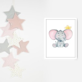 Happymotive Premium Children's Room Poster DIN A4 - Premium Print on 300 g Paper - Wall Decoration for Children Nursery Baby Room School Classroom (Elephant)