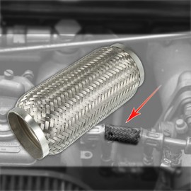 X AUTOHAUX 3.5"x9"x9.84" Car Exhaust Flexible Pipe Tubing Universal Exhaust Joint Stainless Steel Silver Tone