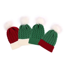 Baby Knitted Winter Warm Christmas Hat Toddler Kids Beanie Hat Ski Hat, red/white