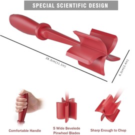 2PCS Meat Chopper,Heat Resistant Potato Masher Meat Chopper,Ground Beef Masher with 5-Blade Head,Durable Nylon Ground Beef Smasher,Multifunctional Kitchen Gadgets (Green&Red)