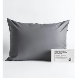 King Size Pillow Cases - Hypoallergenic Pillow Cover - Satin Pillowcase for Hair and Skin - Soft Smooth, Anti Wrinkle, 100% Cotton 400TC, Envelope Closure, 1pc (King 20 x 36, Dark Gray)