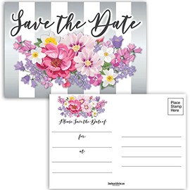 40 Floral Save The Date Postcards - 4" x 6" Postcards - Wedding, Baby Shower, Birthdays, Celebration Announcements (Colorful Floral)