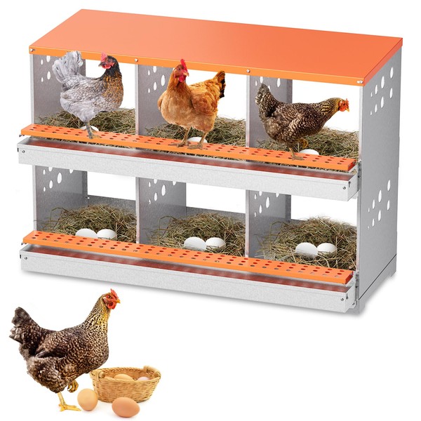 Chicken Nesting Box, 6 Compartment Metal Nesting Boxes for Hens