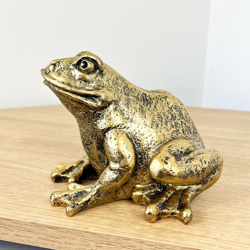 Alfie Francis Gold Frog Ornament Statue Home Shelf Decor Sculpture