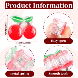 WRBAJIS 20Pcs Small Cherry Hair Clips Mini Cherry Hair Claw Clips Sweet Fruit Hair Barrettes Cute Hair Accessories for Women Girls Birthday Wedding Party Favors Supplies