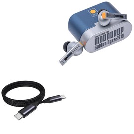 BoxWave Cable Compatible with Moondrop Golden Ages - DirectSync PD Cable (3ft) - USB-C to USB-C (100W), Type C Braided Charge and Fast Sync - Jet Black