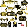 Generic 23pcs Homecoming Dance Photo Booth Props, Blcak gold Homecoming