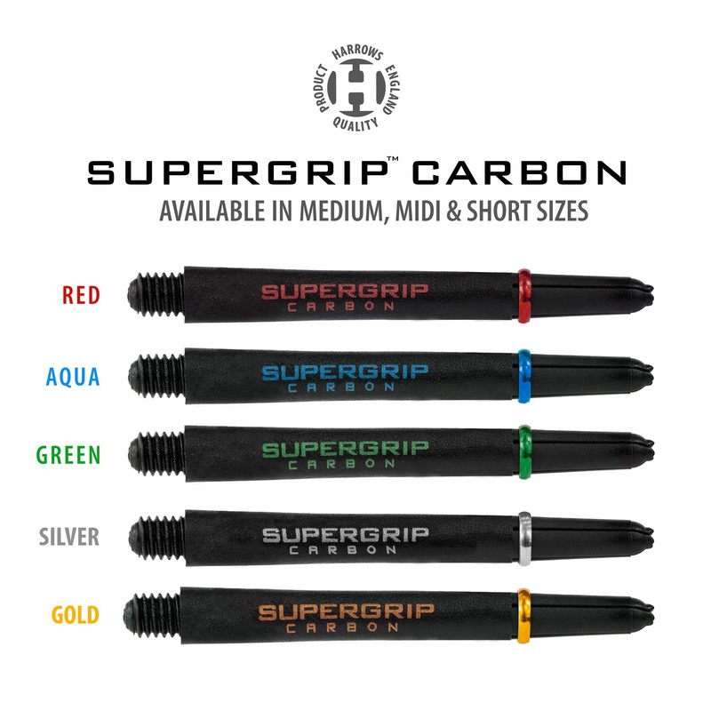 Harrows Supergrip Carbon Aqua Shafts, Increased Aerodynamic Flow, Dart Shafts,