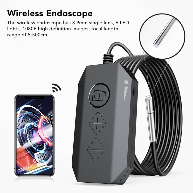 WiFi Endoscope with 6 LED Lights 1080P HD 3.9mm Lens