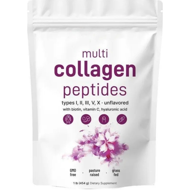 Pure Multi Collagen Peptides Powder Anti-Aging Joint Support High-Protein Low-Sugar