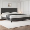 IDEALHOUSE King Size Bed Frame with Headboard, Linen Upholstered King