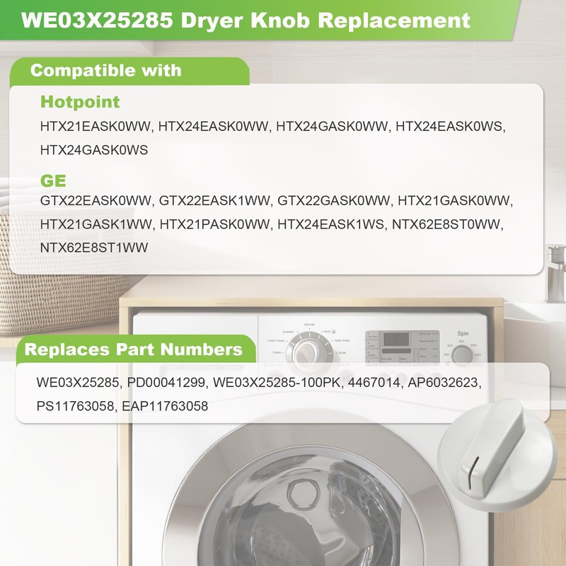 HLZDS WE03X25285 Dryer Knob Replacement, Dryer Timer Control Knob Assembly,