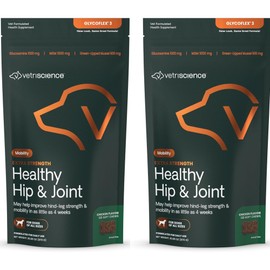 VETRISCIENCE VetriScience Extra Strength Healthy Hip & Joint Chews, GlycoFlex Glucosamine & Green-Lipped Mussel Joint Support Supplement for Dogs, Promote Mobility & Soothe Joint Discomfort, Chicken, 240 Chews