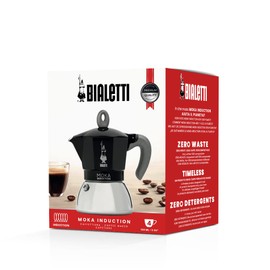 Bialetti - Moka Induction, Moka Pot, Suitable for All Types of Cookers, 4 Cups of Espresso (150ml), Black