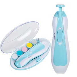 Baby Nail Trimmer Electric File: Gentle Rechargeable Baby Nail File with LED Light, Nail Clippers for Newborn Infants Adults Toenails Fingernails, 6 Grinding Head Replacement Pads Storage Case, Blue
