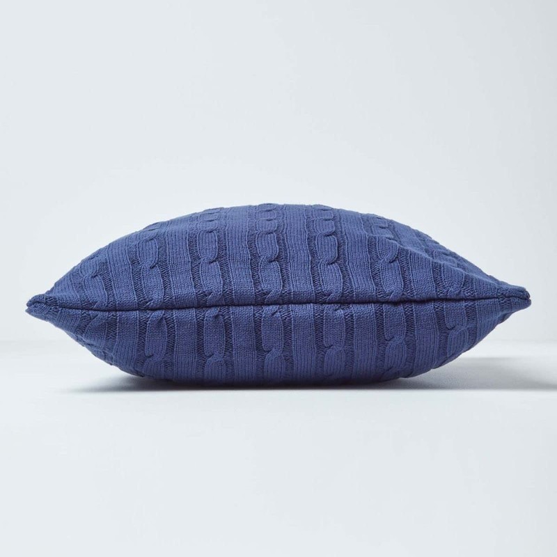 HOMESCAPES - Cable Knit - Cushion Cover Navy - 100%