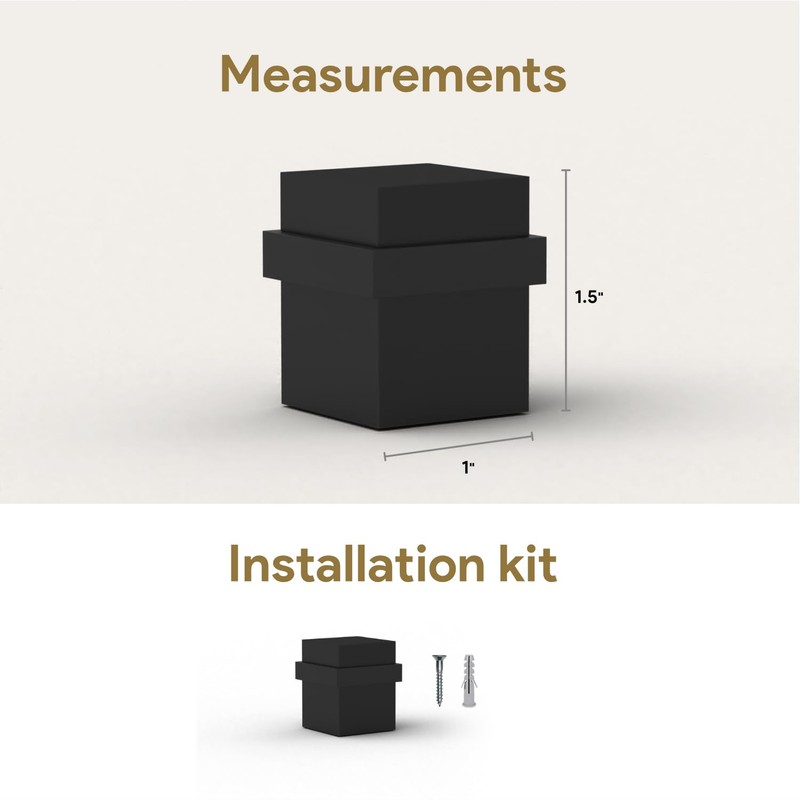 Mega Handles Square Floor Door Stopper, Quickly Installed Wall Protector