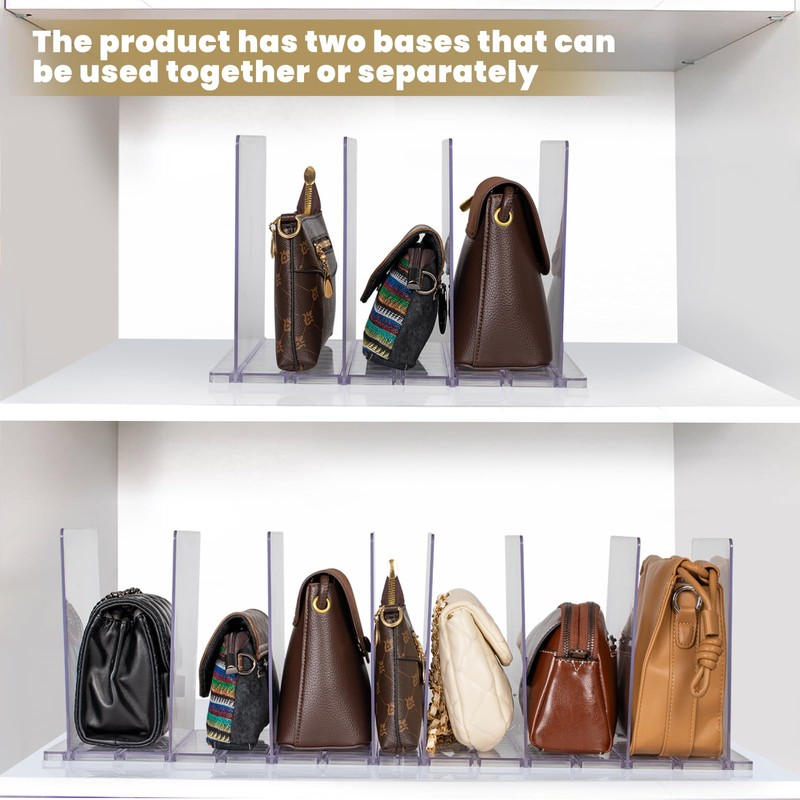 Saizamol Purse Organizer for Closet, Adjustable Acrylic Clear Handbag Storage