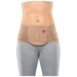 medi Lumbamed Plus Back Support for Women | Lumbar Support Brace for Stabilisation with Vario-Flex Pad | Colour: Sand | Size: V | Moisture Regulating and Breathable