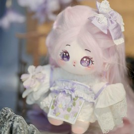 niannyyhouse 20cm Plush Doll Long Hair Girl Naked Humanoid Stuffed Body no Attribute 8" Normal Body Wearable Clothing Dress Up Gifts (a-41-without Skeleton)