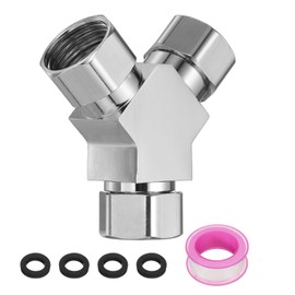 uxcell G1/2" Shower Diverter Valve 3 Way, Stainless Steel Bidet Y Adapter Connector Hose Fitting Tee with PTFE Tape and Gasket for Bidet Angle Valve Hose Toilet Faucet, （68mm,Silver)