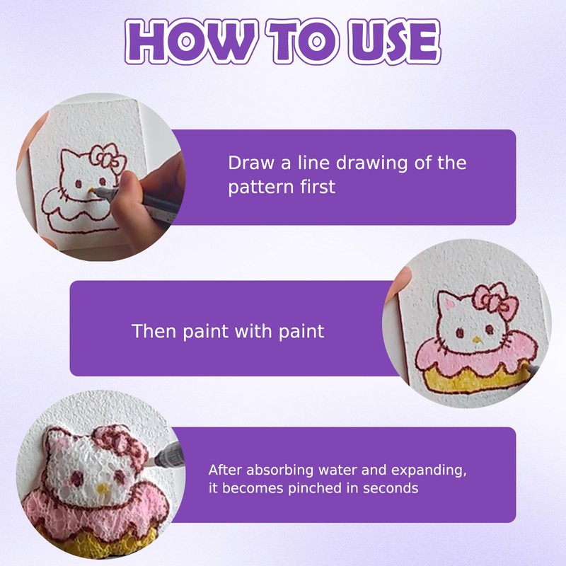 Magic Puffy Paint Foam Texture Paper – 12 Heart-Shaped 3D